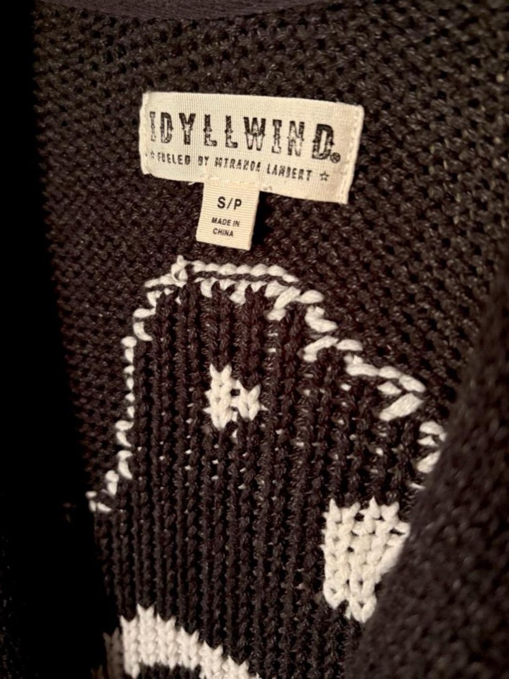 Idyllwind By Miranda Lambert Black & White Southwestern Thunderbird Cardigan S - Picture 7 of 7